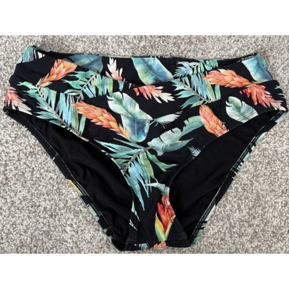 Next Women's Multicolor Floral High-Waisted Swim Bottom‎ Medium Indie Boho